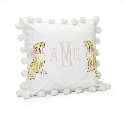 Over the Moon Gift - Retriever with Pink Bow Pillow