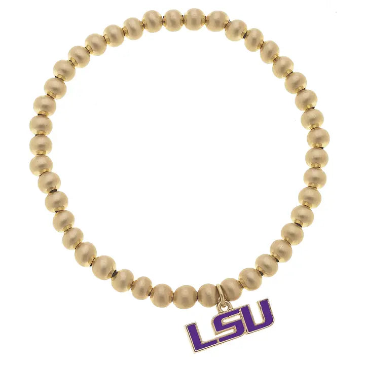 LSU Tigers Gold Bead Bracelet