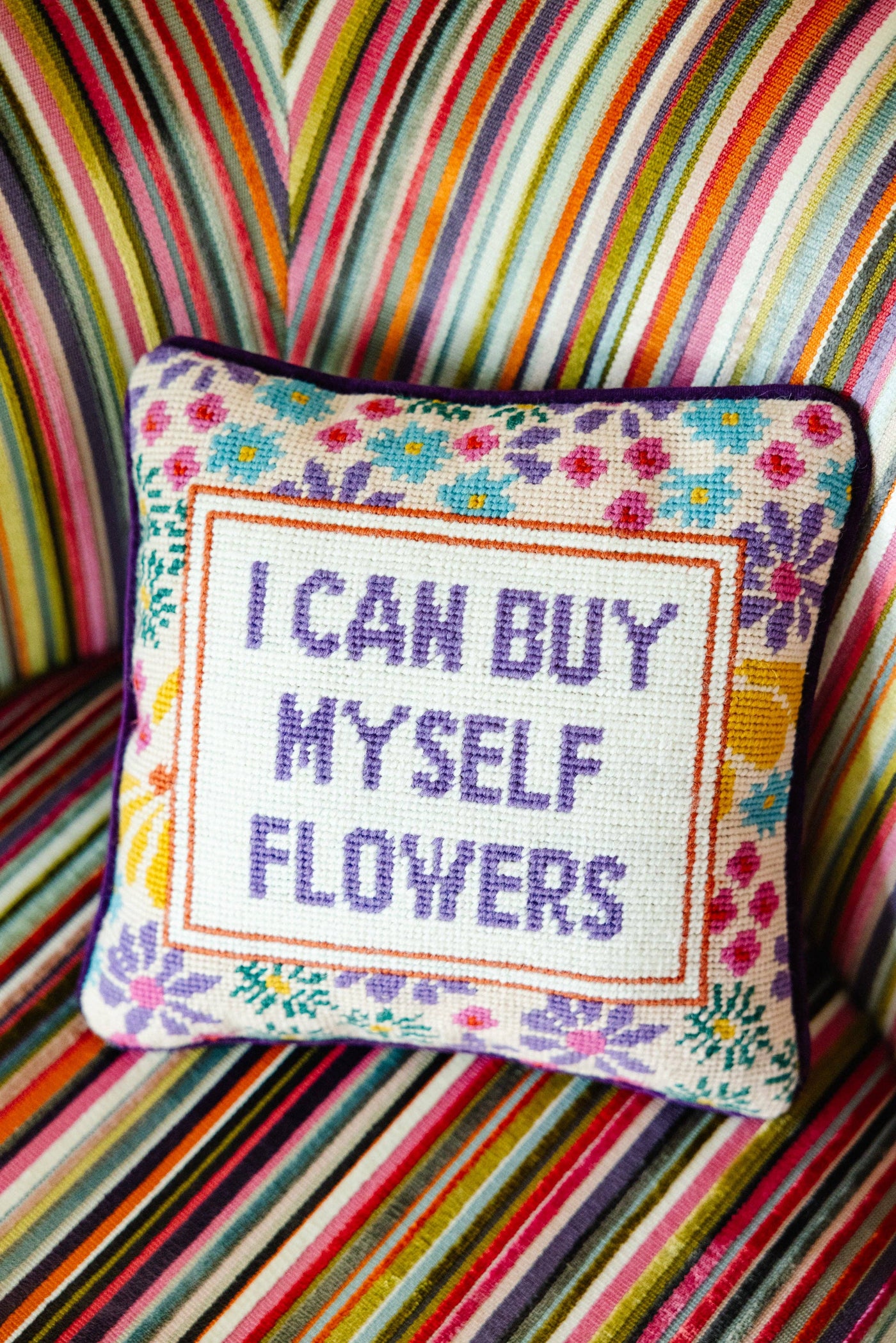 Furbish Studio - Flowers Needlepoint Pillow