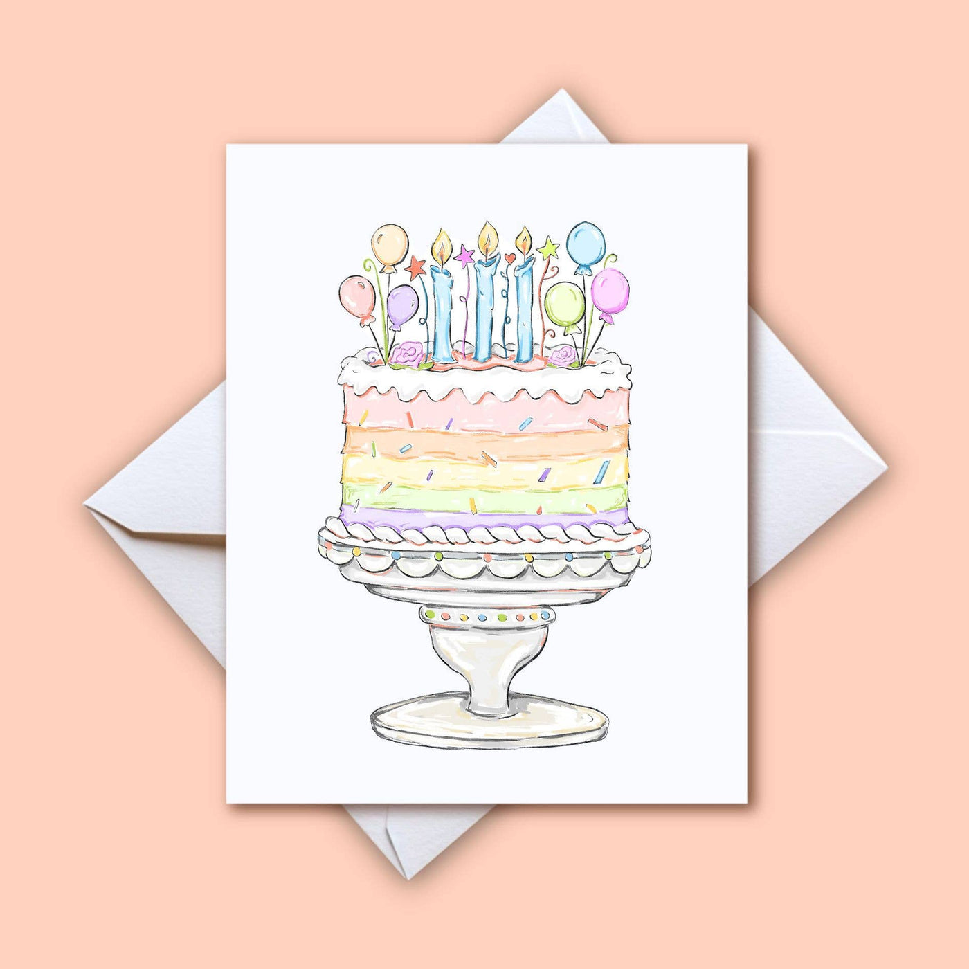Home Malone - Pastel Birthday Cake Greeting Card - Happy Birthday Cake
