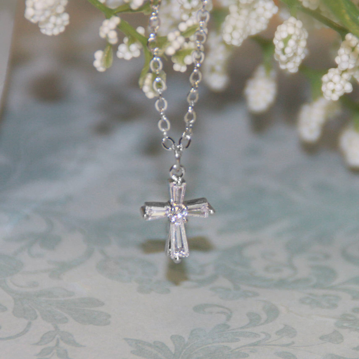Collectables America - Girl Fine Cubic Zirconia Classic Cross Necklace GG-1