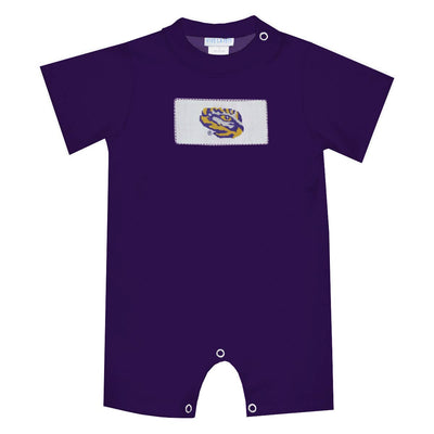 Vive La Fete - LSU Tigers Smocked Purple Short Sleeve Romper