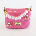 Embellish Patent Quilted Purse - Fushia