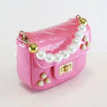 Embellish Patent Quilted Purse - Fushia