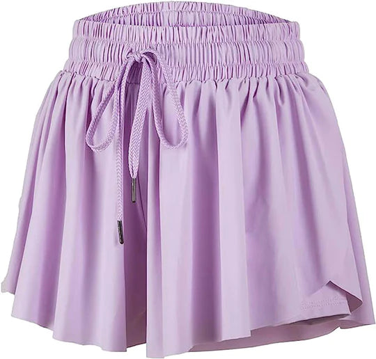 Butterfly Flowy Shorts-Purple