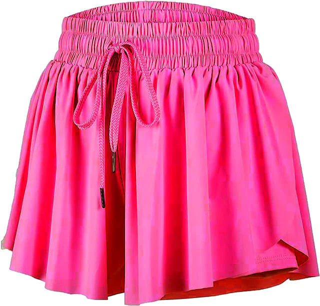 Butterfly Flowy Shorts-Neon Pink