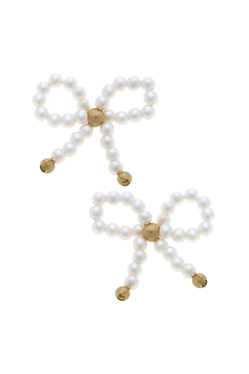 Clementine Pearl Bow Stud Earrings