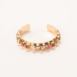 Camille Crystal Cuff Bracelet- Pink Multi