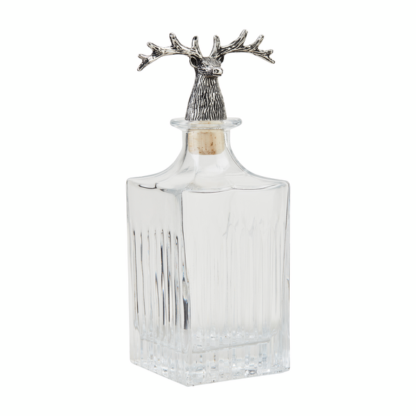 SM METAL DEER GLASS DECANTER