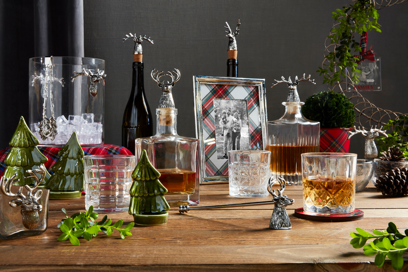 LG METAL DEER GLASS DECANTER