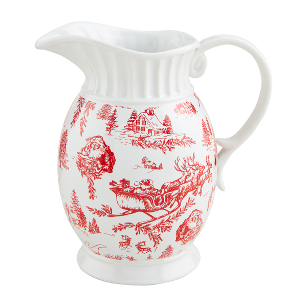 Toile Christmas Pitcher