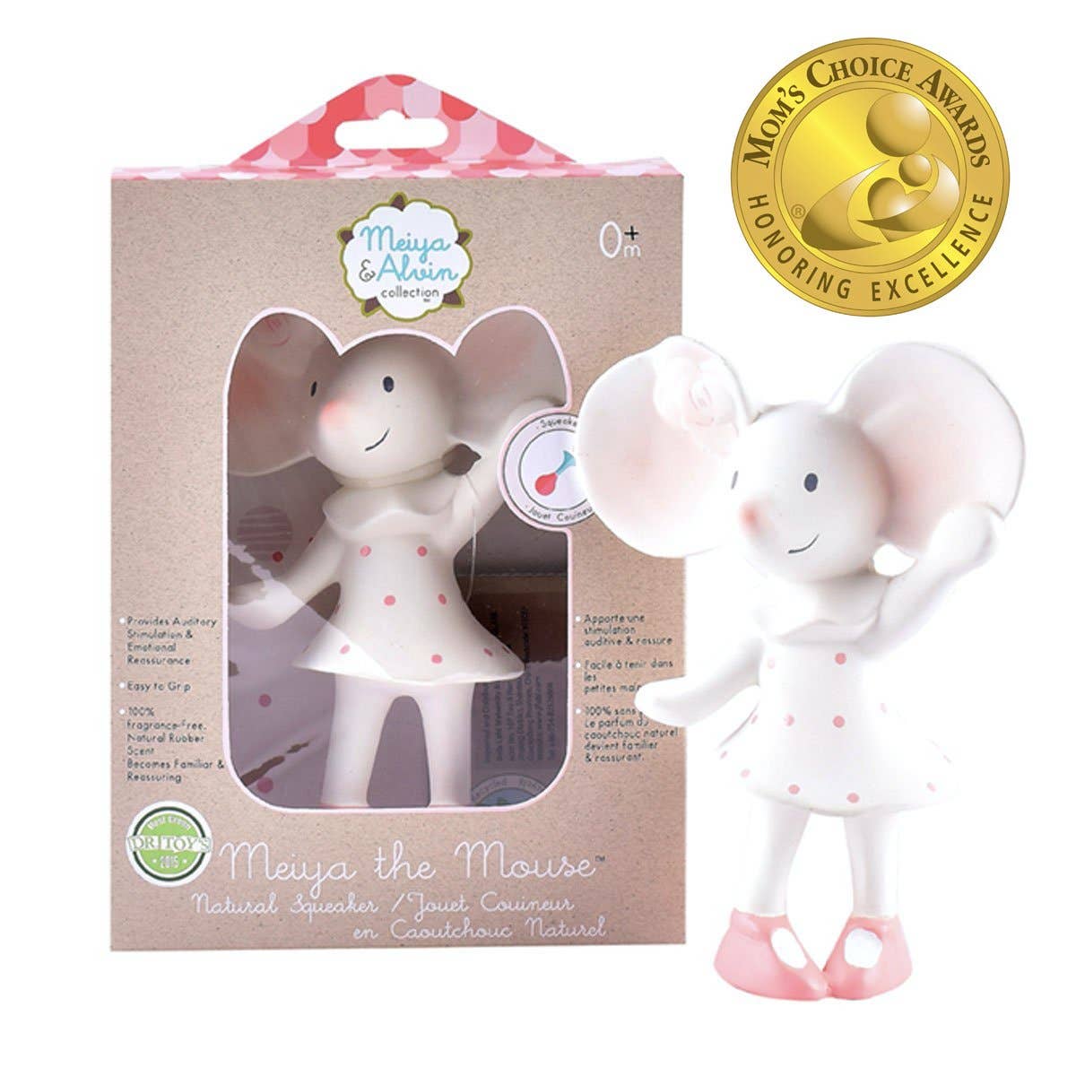 Tikiri Toys LLC - Meiya the Mouse - Natural Organic Rubber Squeaker Toy - Mumzie's Children