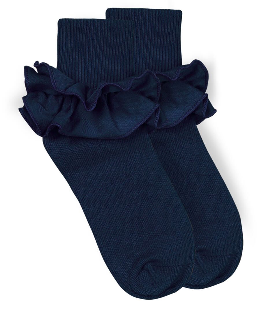 Ruffle Fold Down Socks-Navy - Mumzie's Children