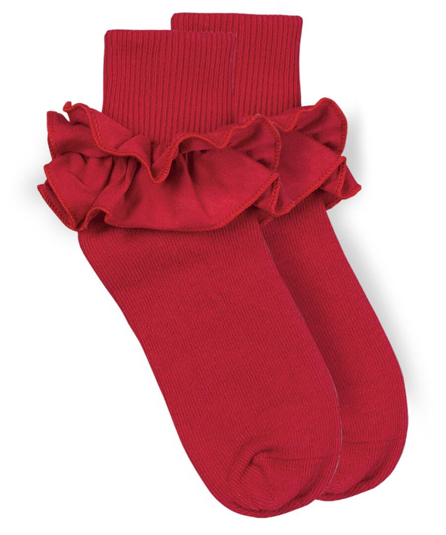 Ruffle Fold Down Socks-Red - Mumzie's Children