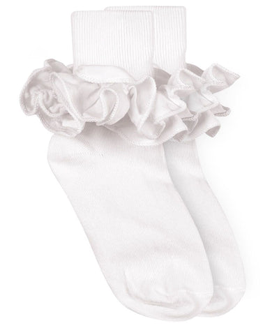 Ruffle Fold Down Socks-White - Mumzie's Children