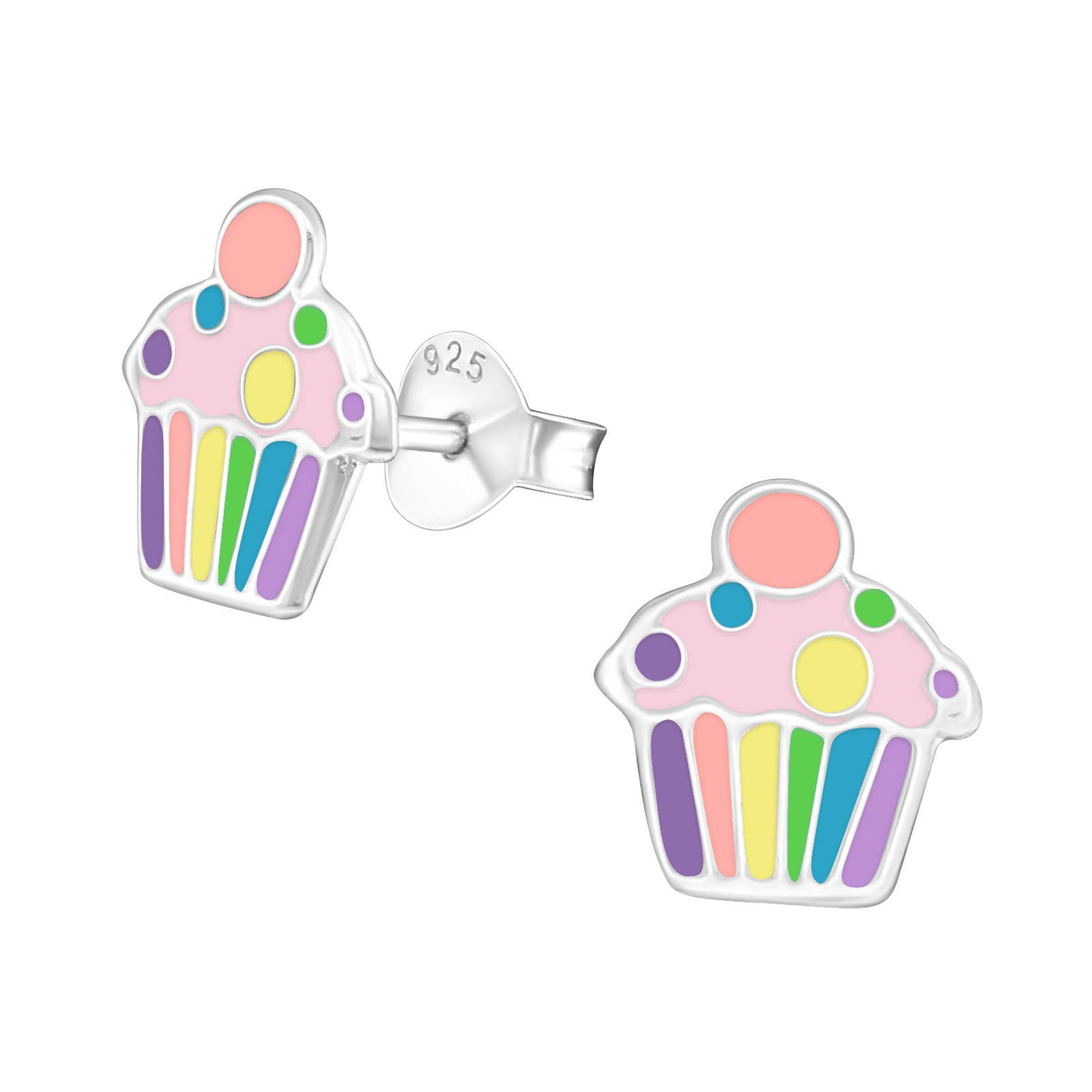 Lily Nily - Rainbow Cupcake Stud Earrings in Sterling Silver - Mumzie's Children