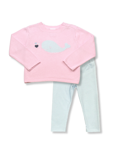 Cozy Up Sweater Set-Pink with Whale- presale - Mumzie's Children