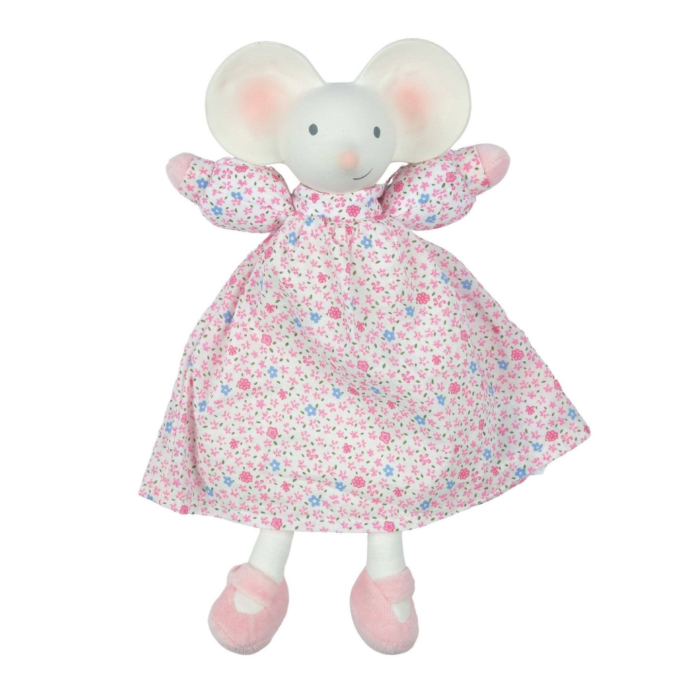 Tikiri Toys LLC - Meiya the Mouse - Lovey with Rubber Head in Floral Dress - Mumzie's Children