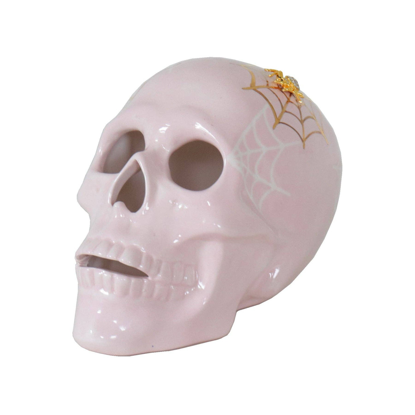 Lo Home by Lauren Haskell Designs - "Mr. Bones and Charlotte" Skull Decor with 22K Gold Accents- Pink