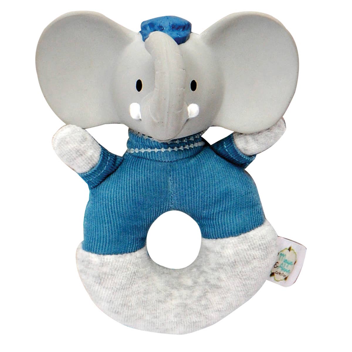 Tikiri Toys LLC - Alvin the Elephant Soft Rattle w/Natural Organic Rubber Head - Mumzie's Children