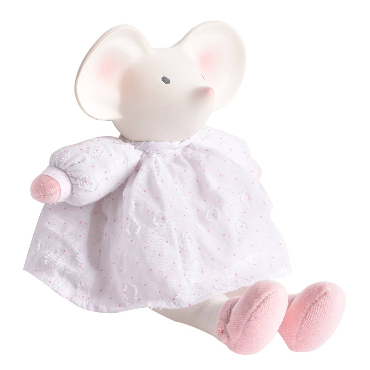 Tikiri Toys LLC - Meiya the Mouse Toy With Rubber Head in White Dress - Mumzie's Children