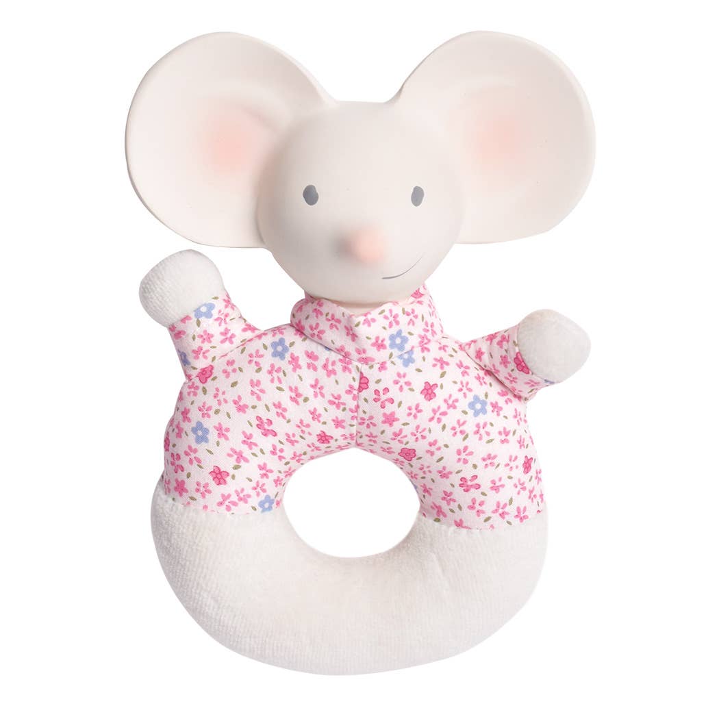 Tikiri Toys LLC - Meiya the Mouse - Soft Round Rattle with Rubber Head - Mumzie's Children