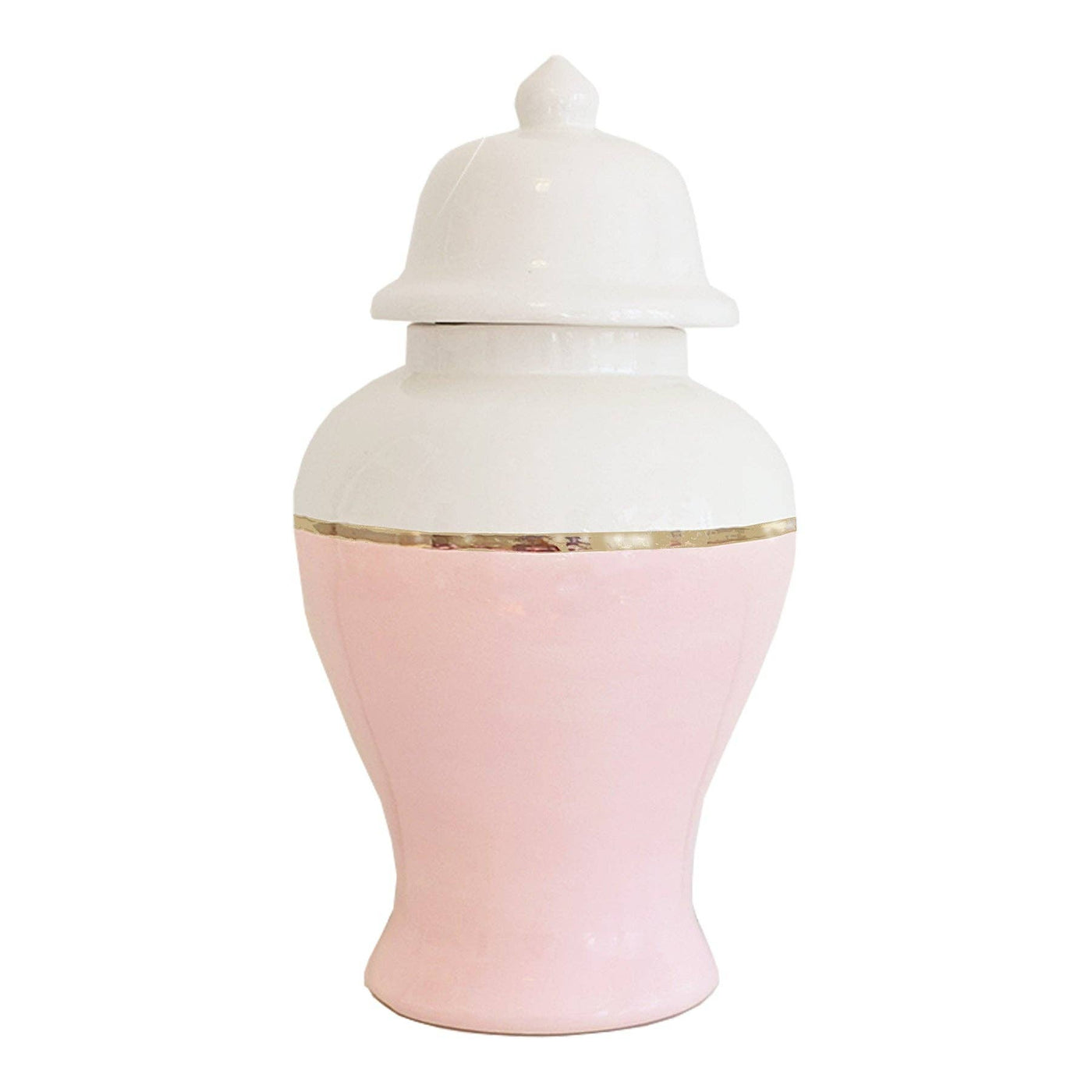Lo Home by Lauren Haskell Designs - Cherry Blossom Pink Color Block Ginger Jar with Gold Accent