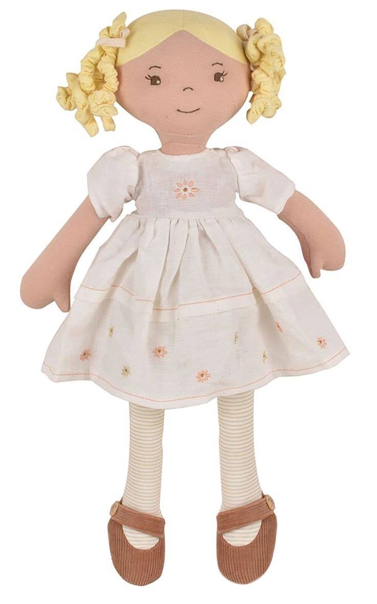 Tikiri Toys LLC - Priscy Blonde Haired Doll in White Linen Dress/Display Box - Mumzie's Children