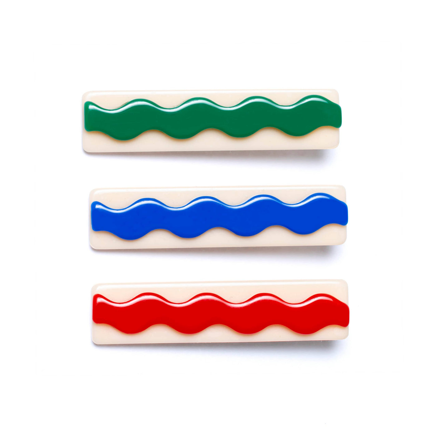 Lilies & Roses NY - BTS23-Ric-Rac Red+Royal Blue+Green Alligator Clips(set of 3)