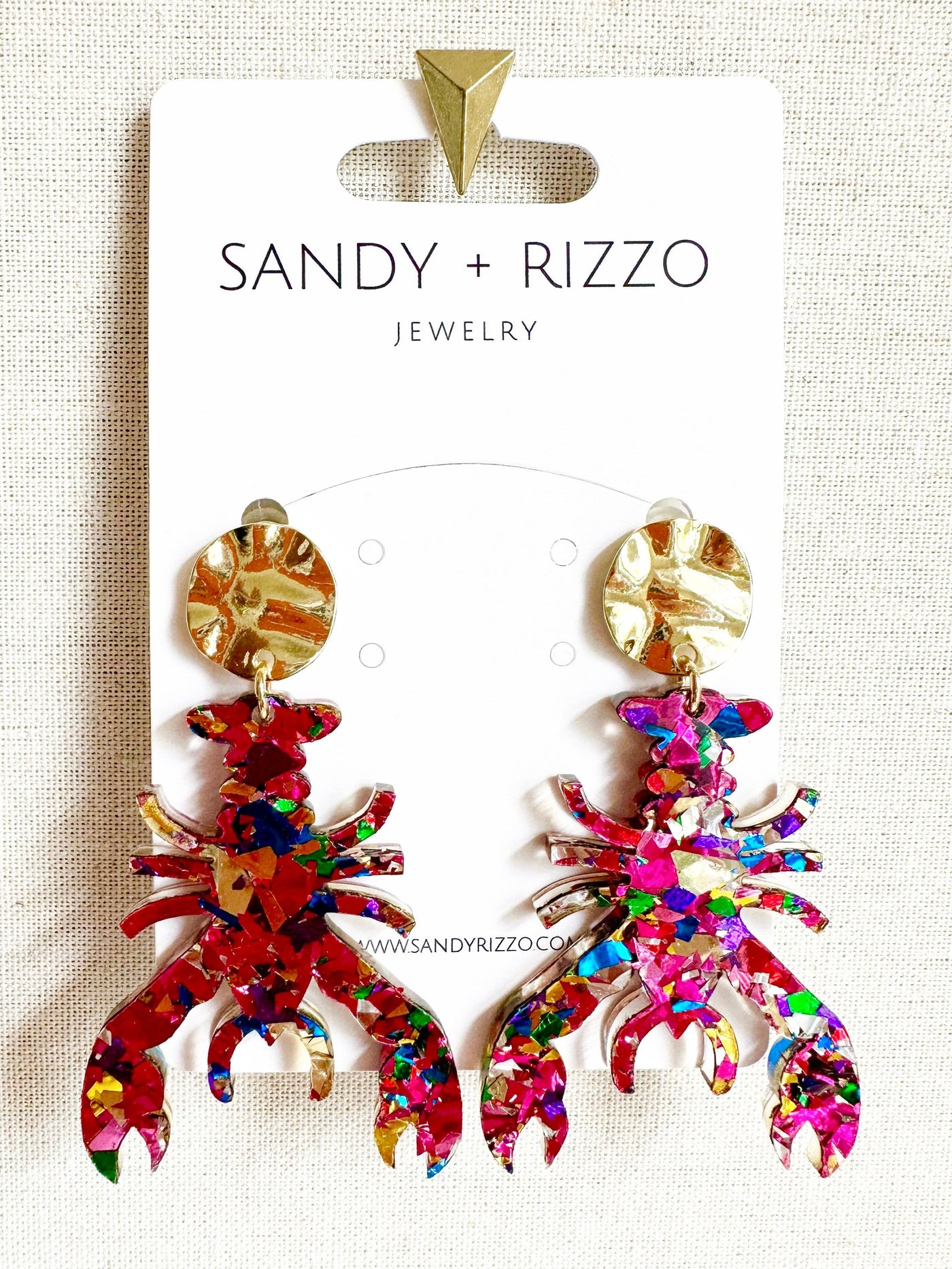 Sandy + Rizzo - Pink Confetti Crawfish Dangle