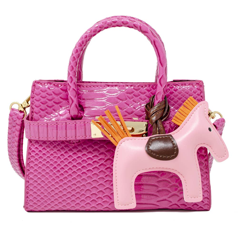 Tiny Treats and ZOMI GEMS - Patent Crocodile Pony Handbag Hot Pink