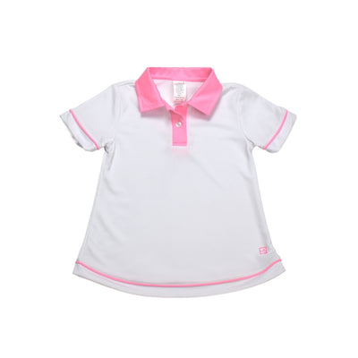 Gabby Golf Shirt - White & Pink - Mumzie's Children