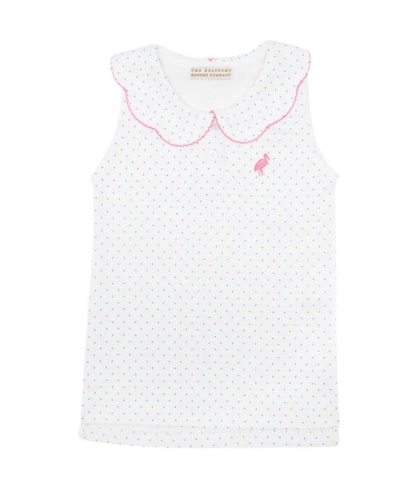 Paiges Playful Polo- Barados Blue dot with Hamptons Hot Pink - Mumzie's Children