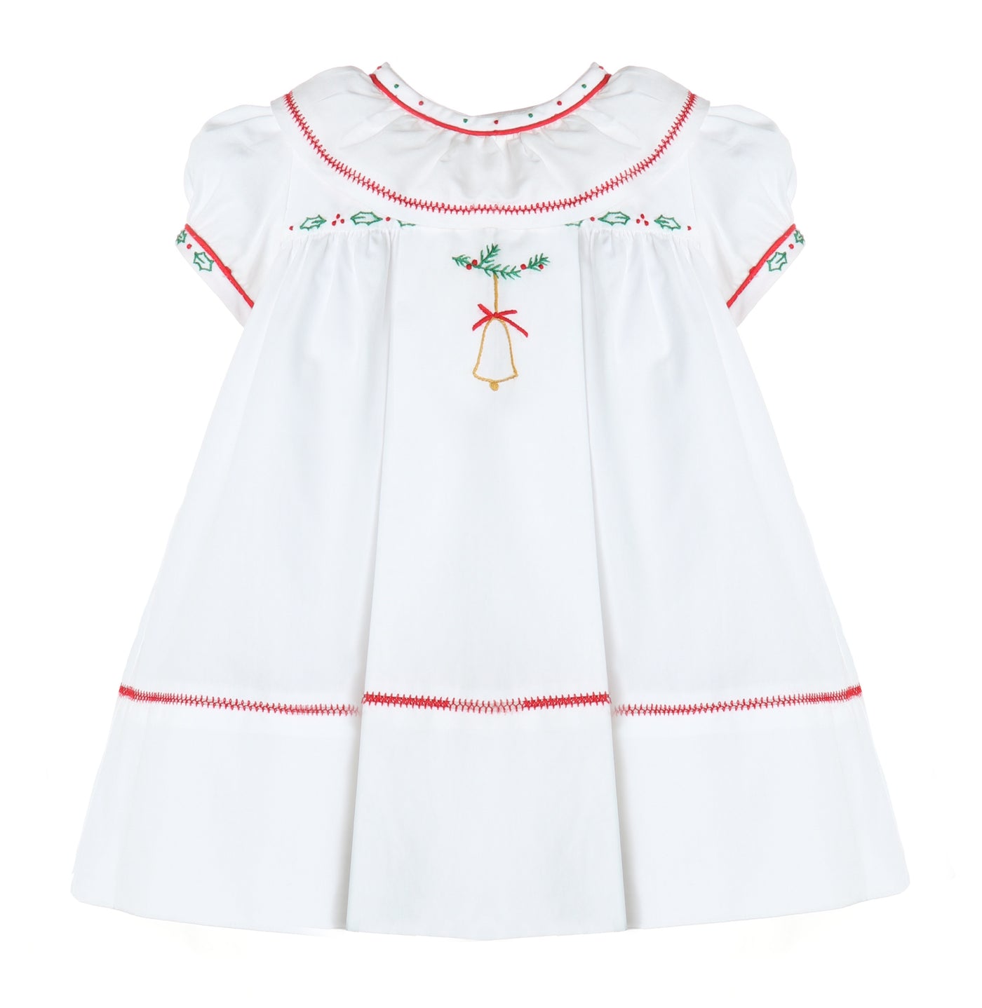 Vintage Christmas Ruffle Dress with Red Embroidery - Mumzie's Children