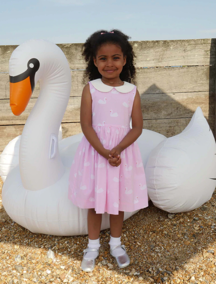 Swan Peter Pan Collared Dress - Mumzie's Children