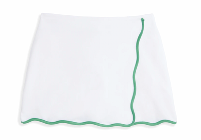 Scalloped Tennis Skort-White w/Green - Mumzie's Children