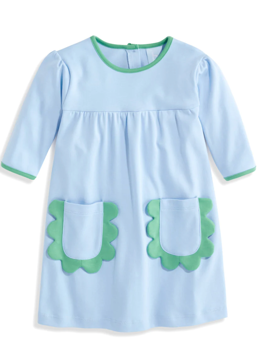 Sinclair Pima Dress-Blue with Green - Mumzie's Children