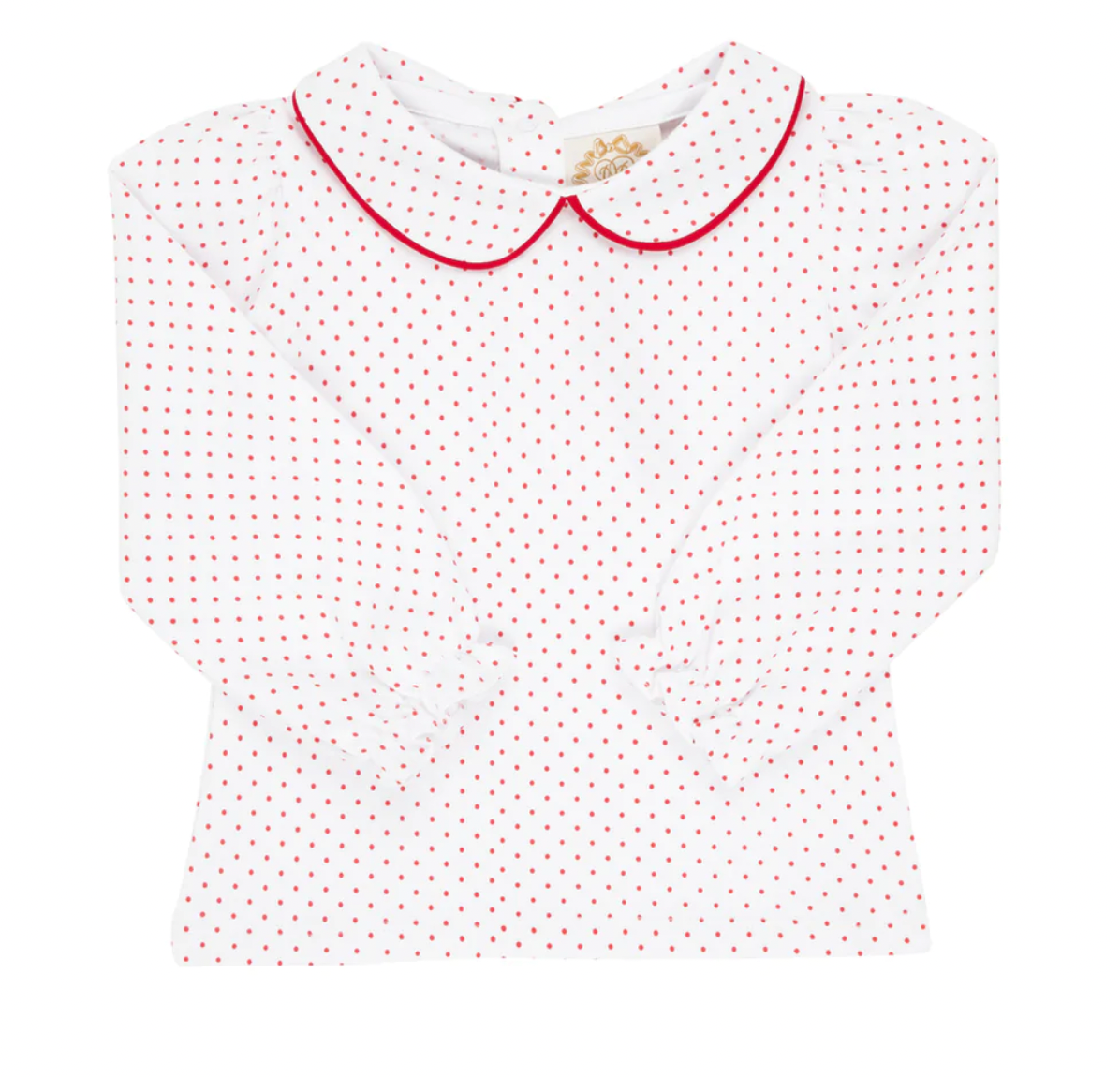 Maudes Collared Shirt LS-Red Micro Dots