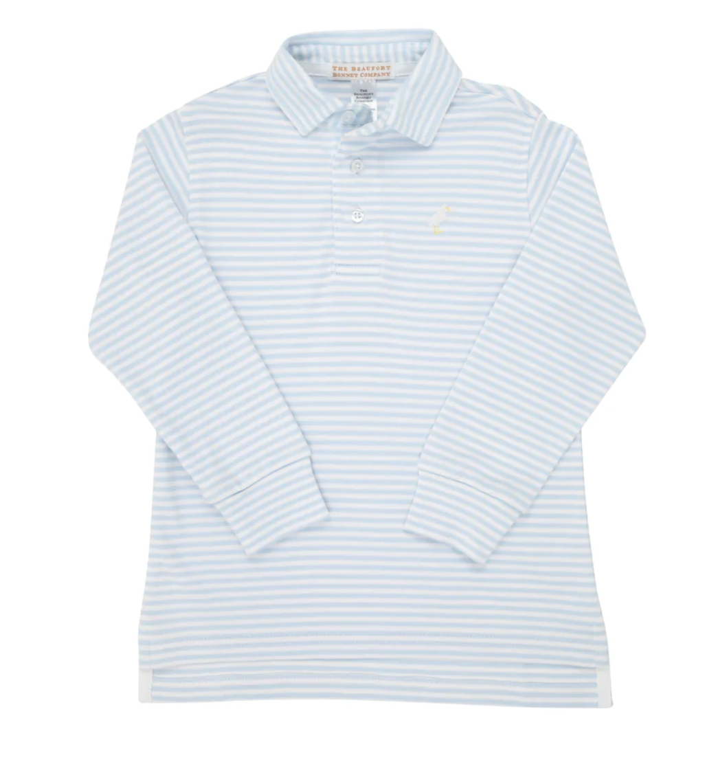 Prim & Proper Polo LS-Buckhead Blue Stripe – Mumzie's Children