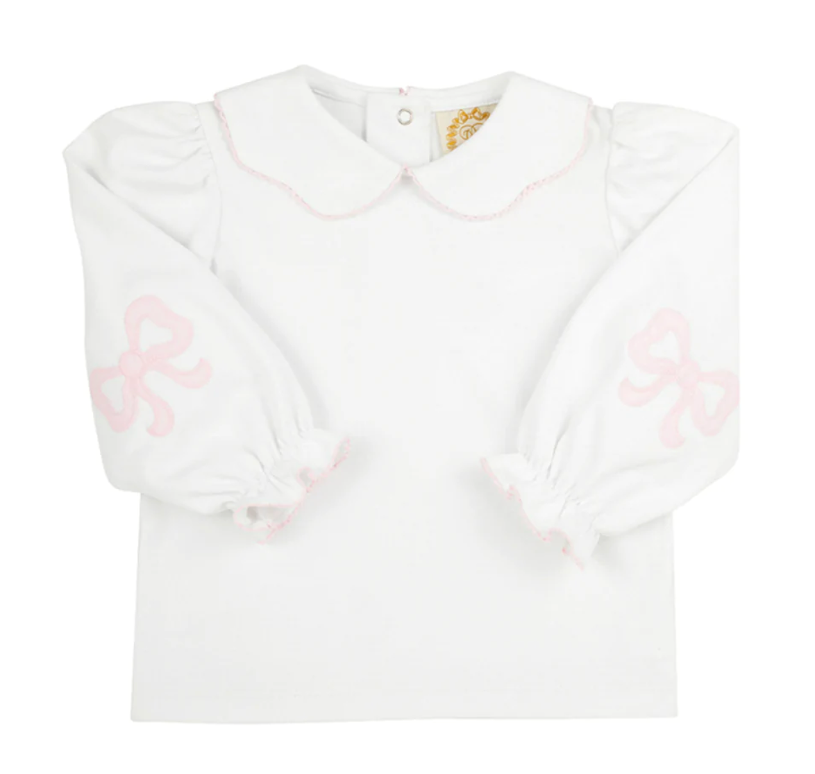 Emma's Elbow Patch Top-White with Pink
