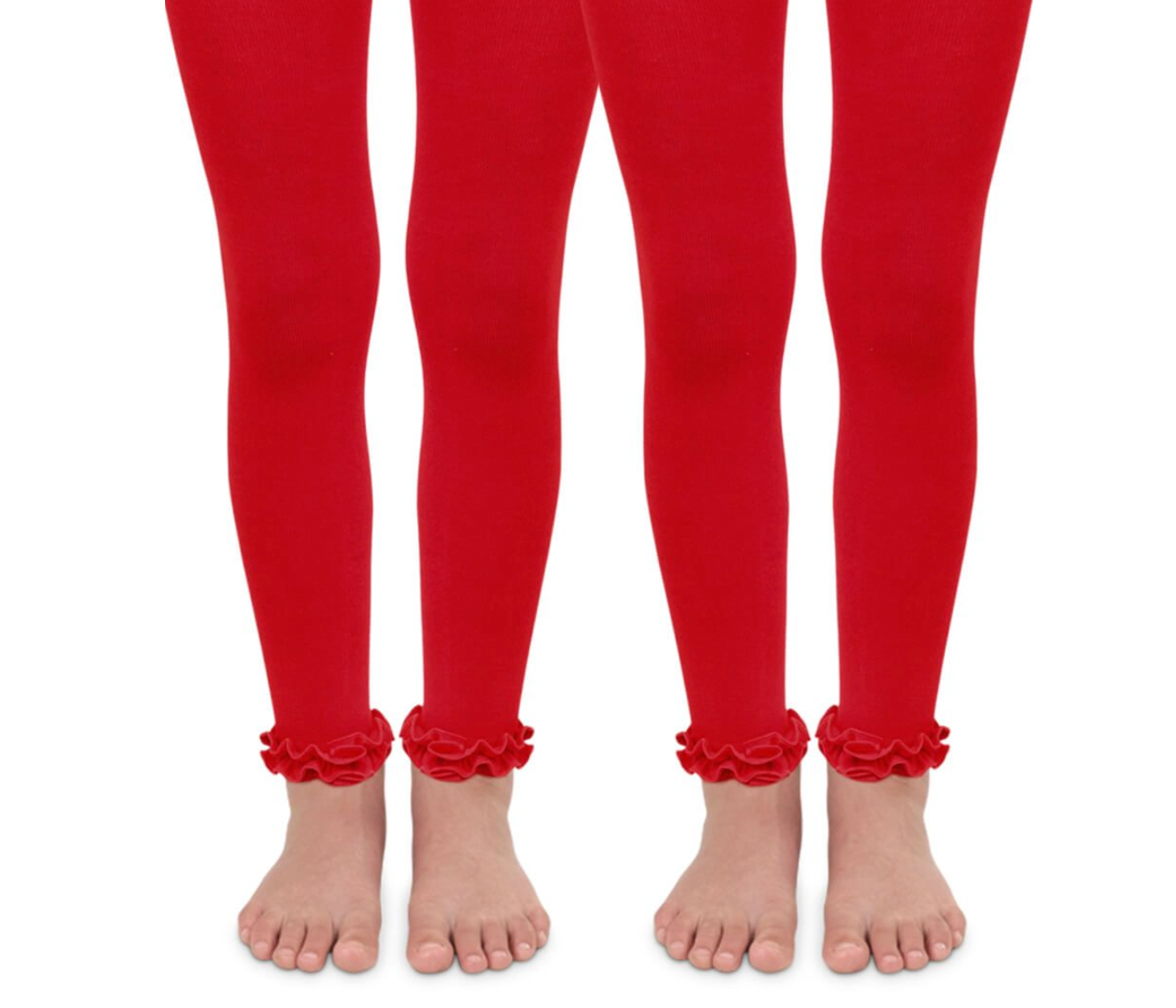 Ruffle Footless Tights 2PK-Red