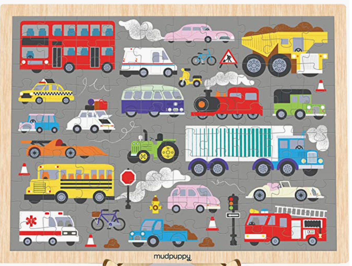 On The Move 100 piece Wood Puzzle + Display