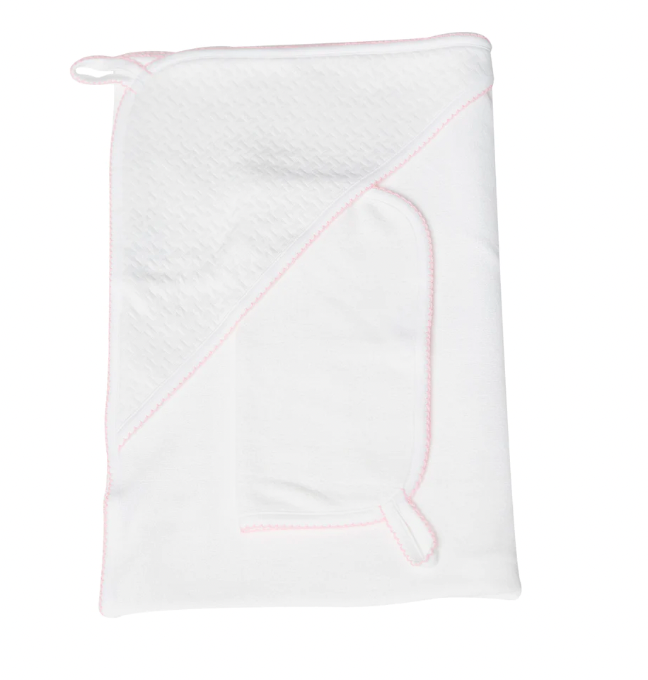 Basket Weave Hooded Towel-Pink