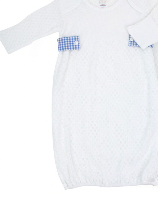 Gown With Blue Gingham side tabs Newborn