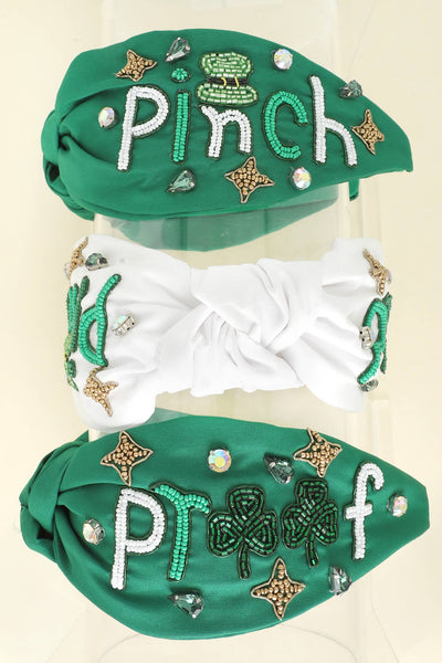 SP Sophia Collection - Saint Patrick's Shamrock Gemstone Knotted Headband