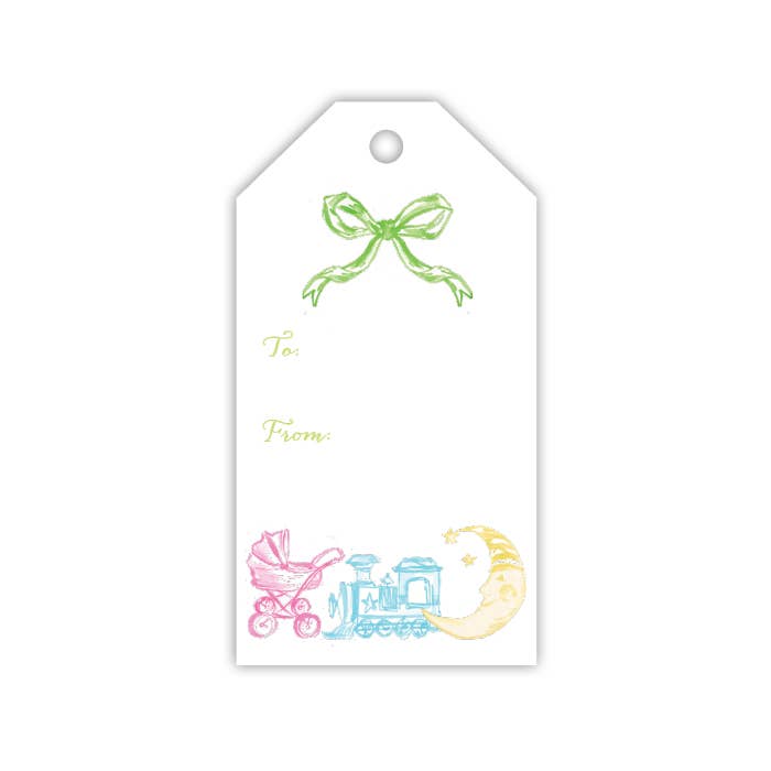 RosanneBeck Collections - Handpainted Multi Color Baby Toille Gift Tag 10PK