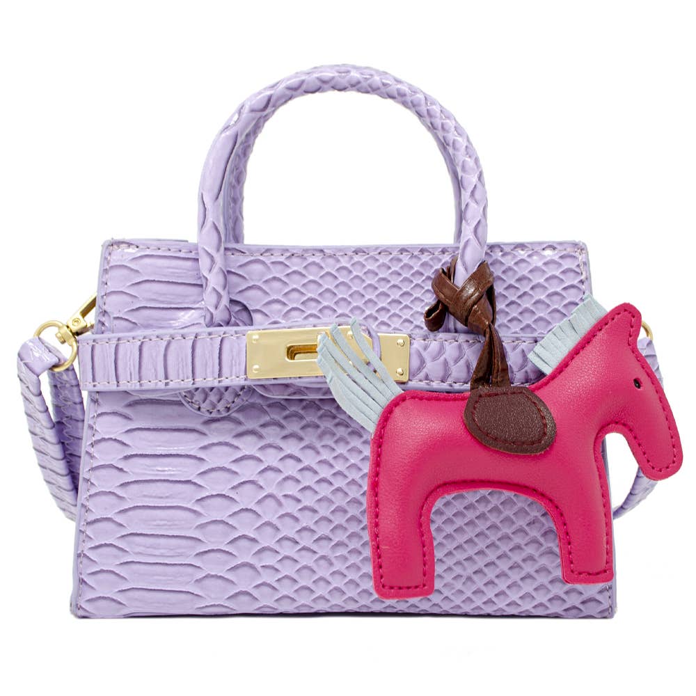 Tiny Treats and ZOMI GEMS - Patent Crocodile Pony Handbag Lavender