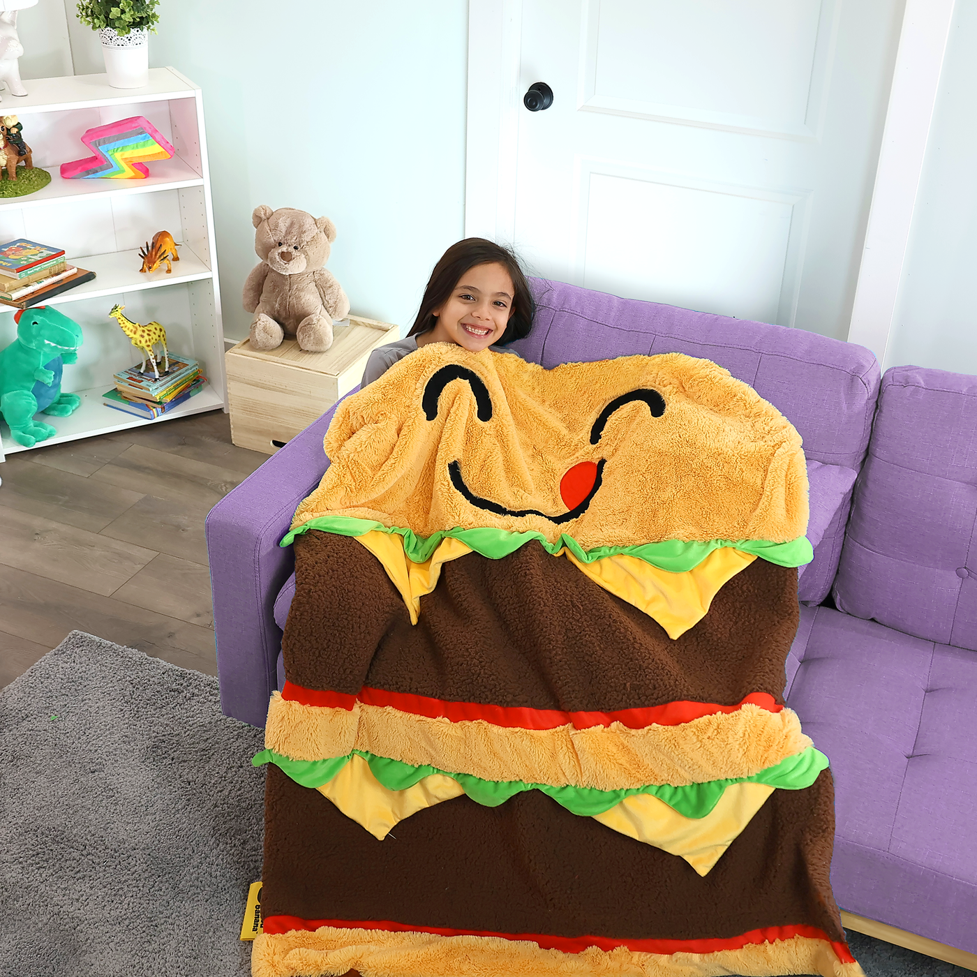 Good Banana - Cheeseburger Snuggly Blanket - Couverture avec peluche ultra-douce