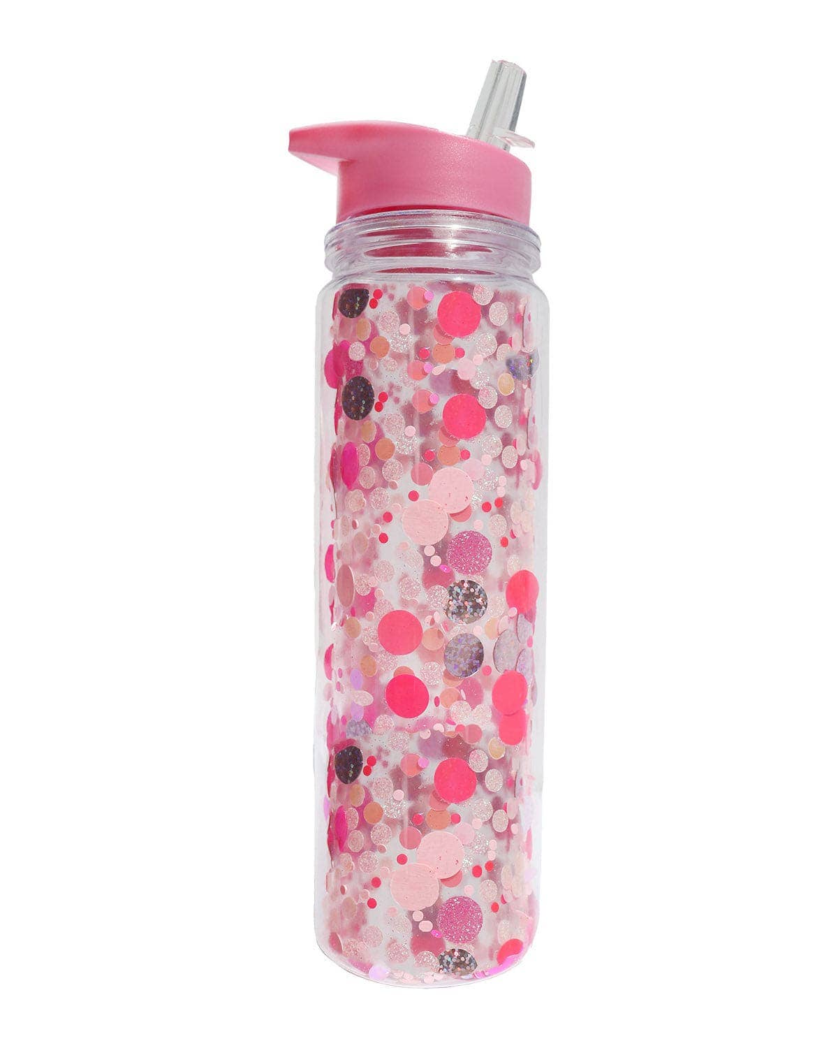Packed Party - Pink Party Confetti Water Bottle with Straw