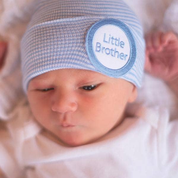 Striped Blue/White Baby Hat